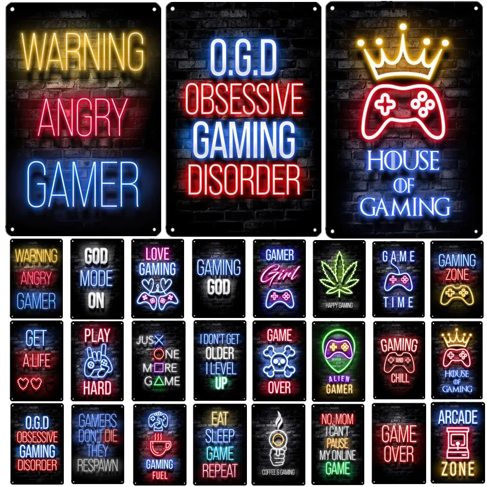 Retro Gaming Zone - Neon Style Gaming Metal Tin Sign