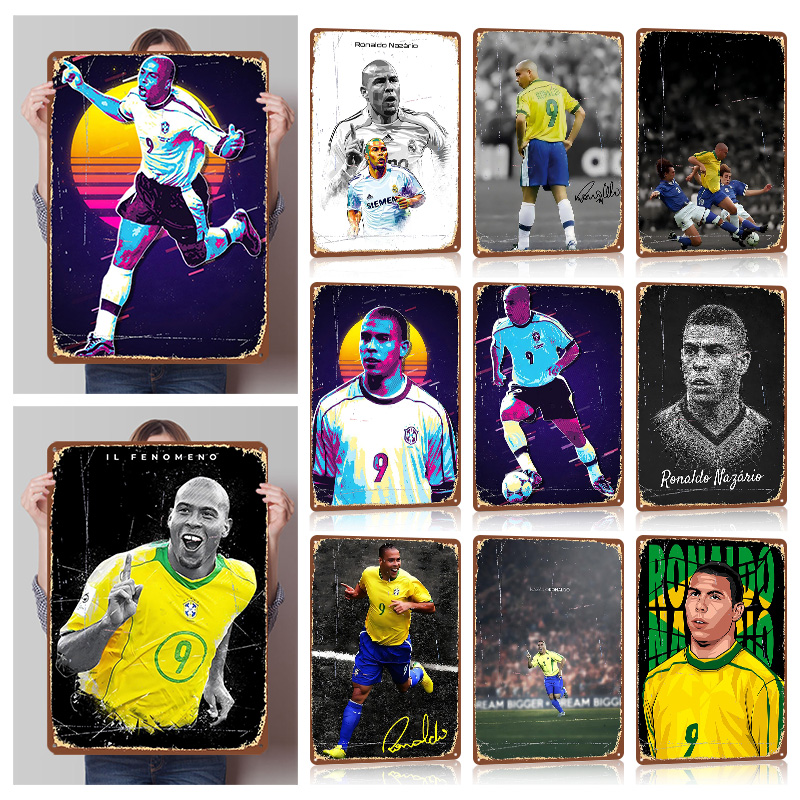 Retro Poster Gaming - Ronaldo Nazario Football Metal Posters Custom