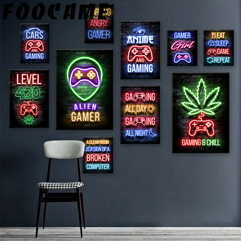 Neon Gamepad Game Zone Poster  - Retro Gaming Zone review and price