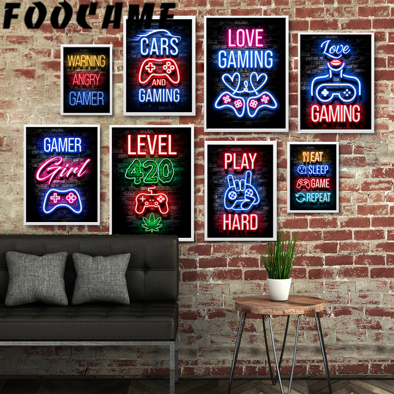 Neon Gamepad Game Zone Poster  - Retro Gaming Zone review and price