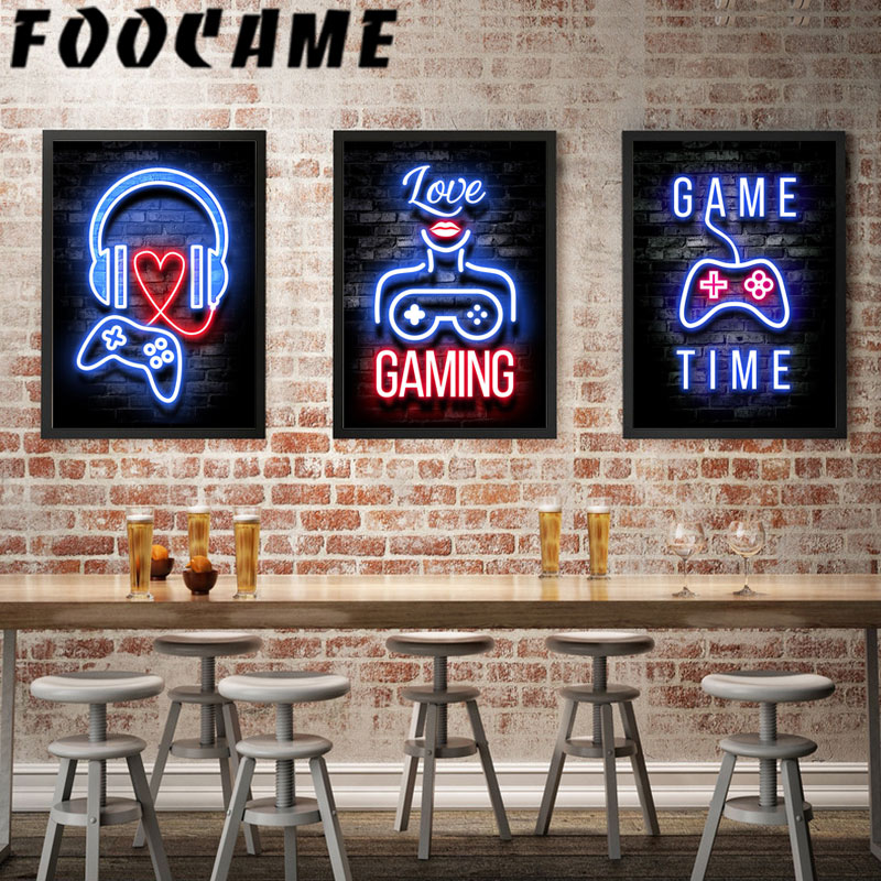 Neon Gamepad Game Zone Poster  - Retro Gaming Zone review and price