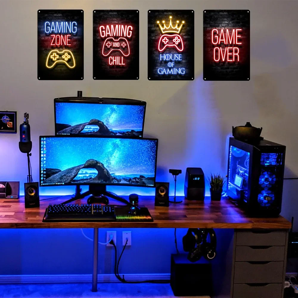 Neon Style Gaming Metal Tin Si - Retro Gaming Zone review and price
