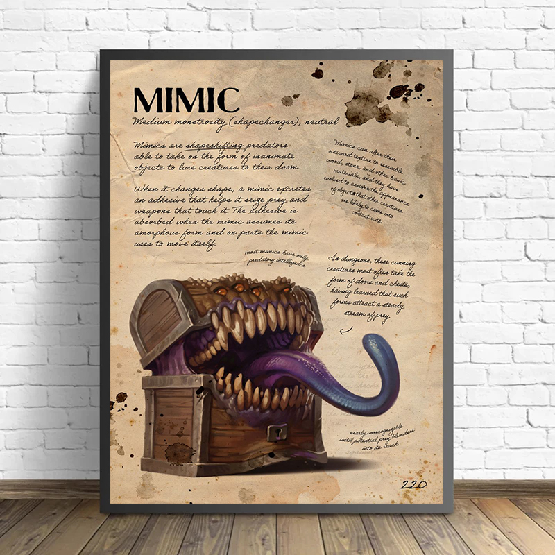 1Pc Frameless Retro D&D Monste - Retro Poster Gaming review and price