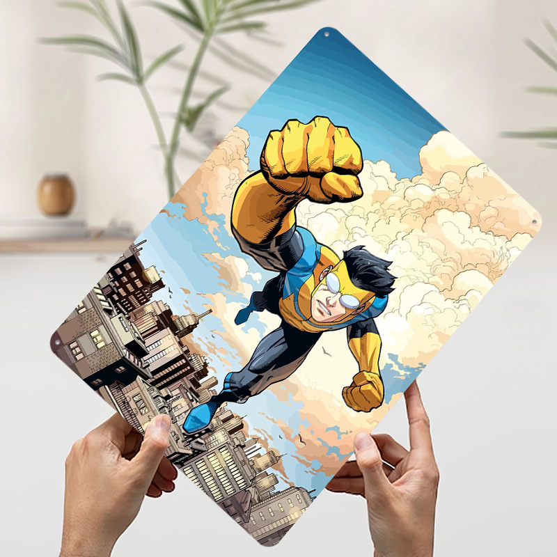 Invincible Flying Over City Me - Retro Poster Gaming review and price