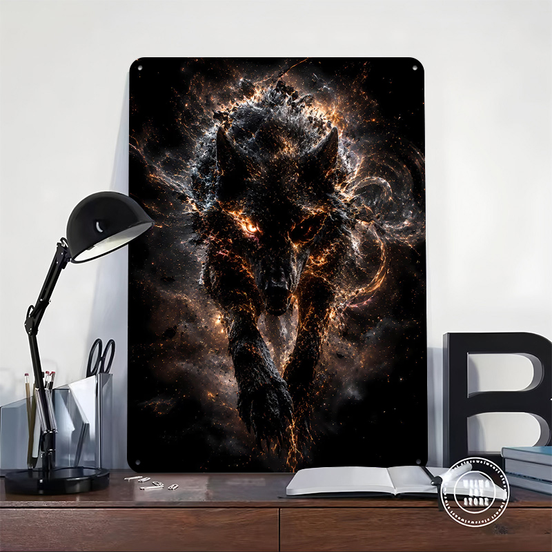Fiery Wolf in Cosmic Nebula Ti - Retro Poster Gaming review and price