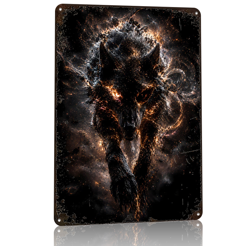 Fiery Wolf in Cosmic Nebula Ti - Retro Poster Gaming review and price