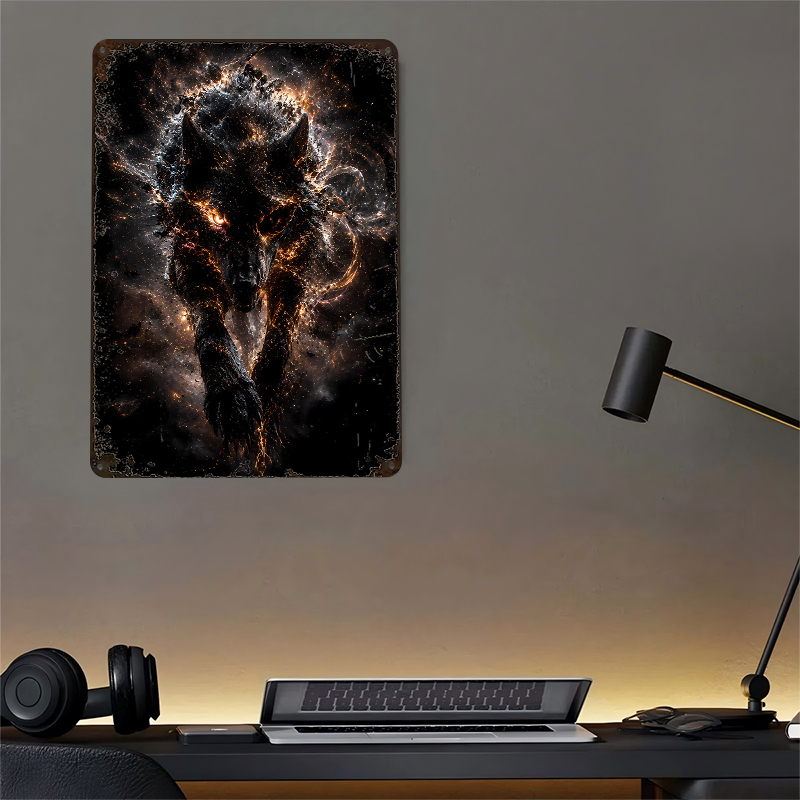 Fiery Wolf in Cosmic Nebula Ti - Retro Poster Gaming review and price