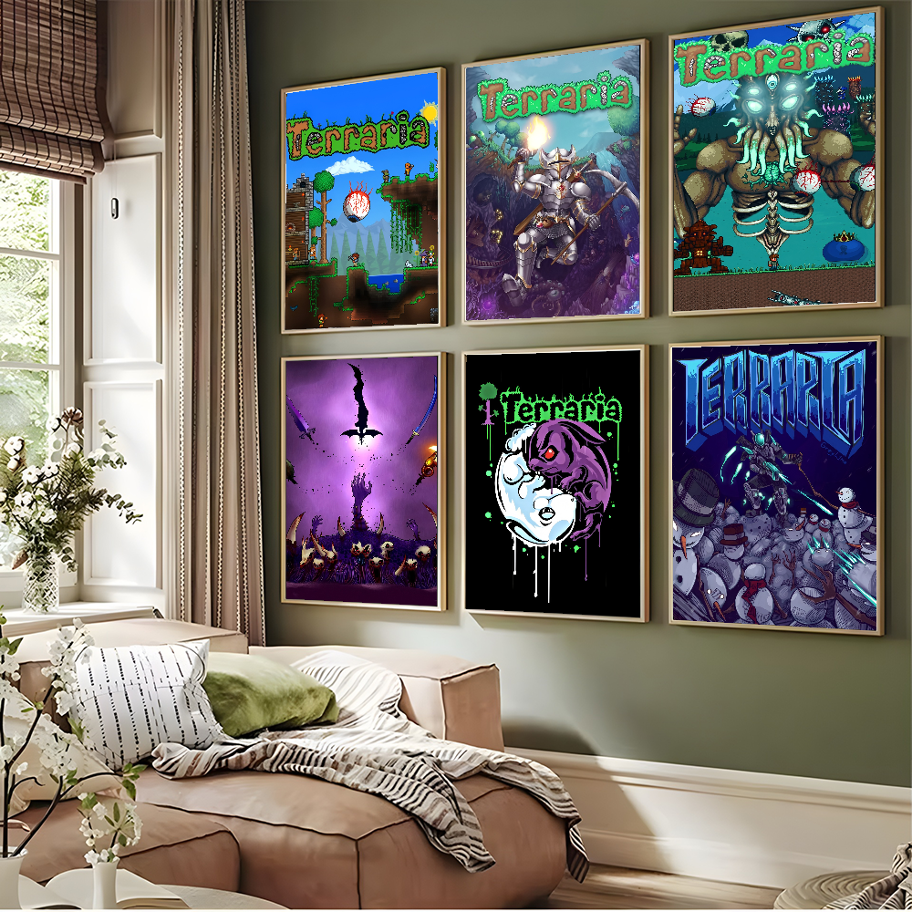 1PC Game T-Terraria Cool Poste - Retro Poster Gaming review and price
