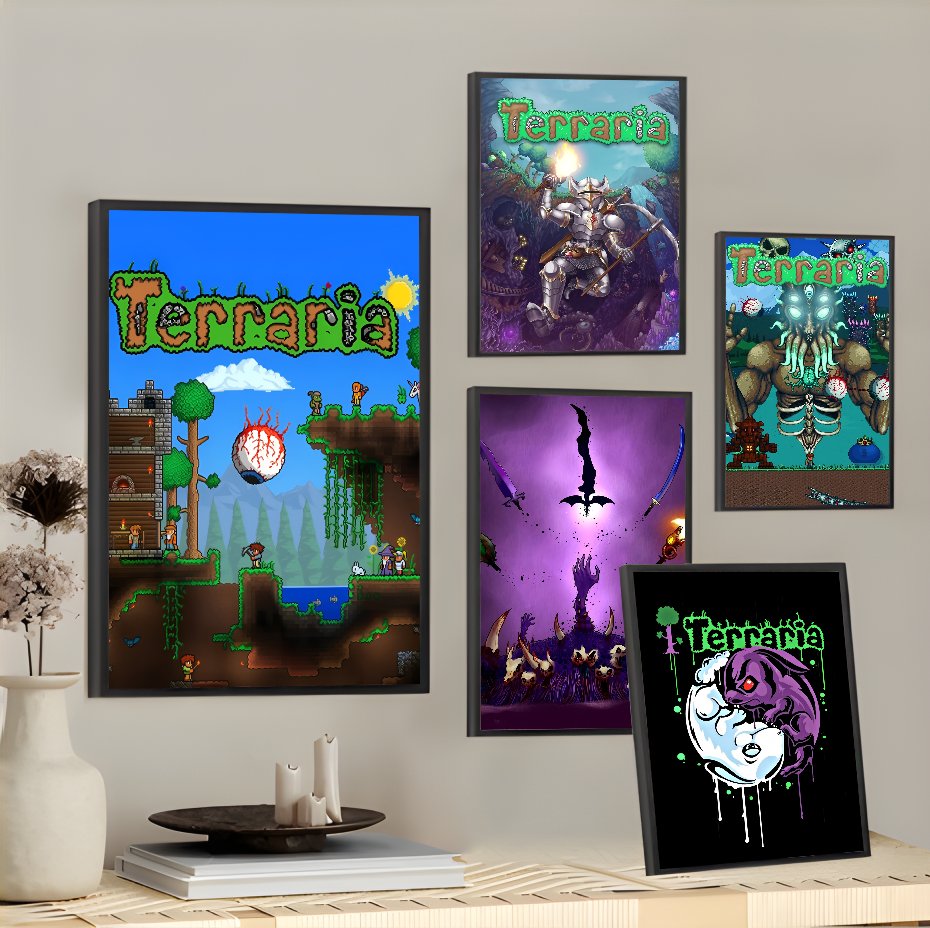 1PC Game T-Terraria Cool Poste - Retro Poster Gaming review and price